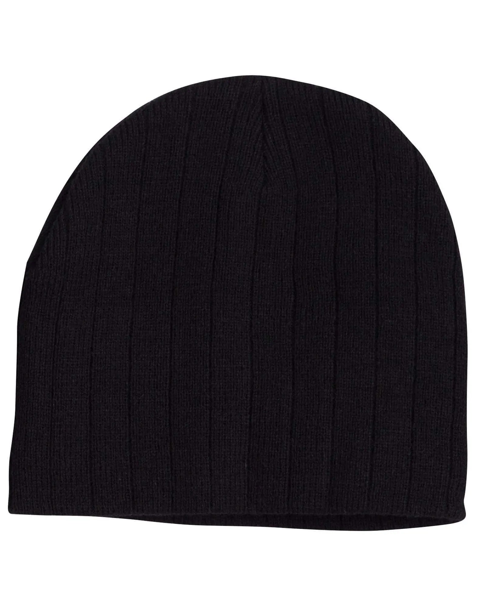 Cable Knit Beanie With Fleece Head BandCH64 Active Wear Winning Spirit Black One size